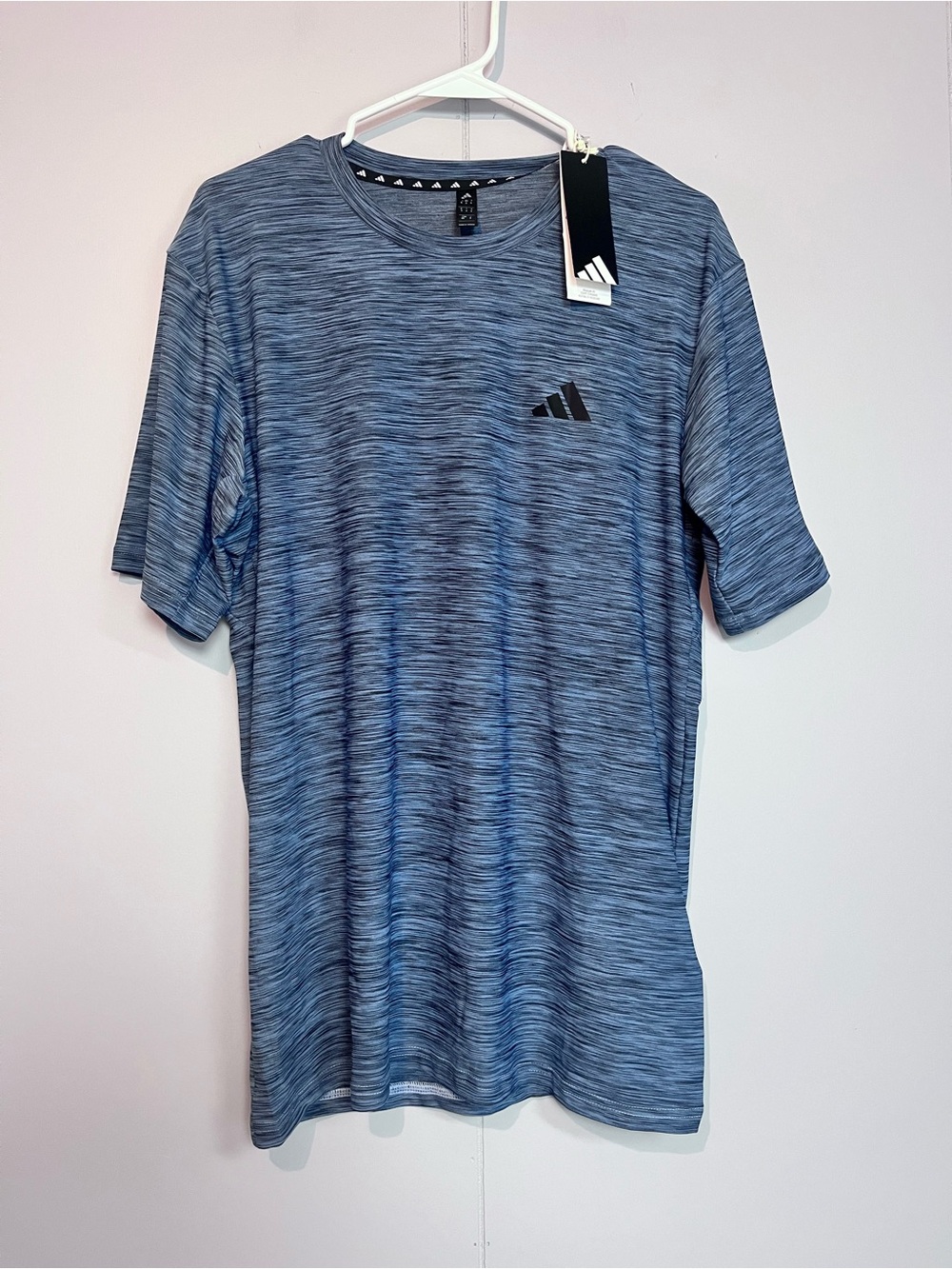 Adidas NWT Men’s Blue Space-Dye Athletic T-Shirt Short Sleeve